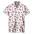 Pixel Cherry Pattern Print Men's Short Sleeve Shirt