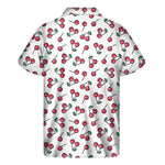 Pixel Cherry Pattern Print Men's Short Sleeve Shirt