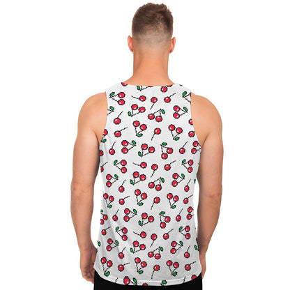 Pixel Cherry Pattern Print Men's Tank Top