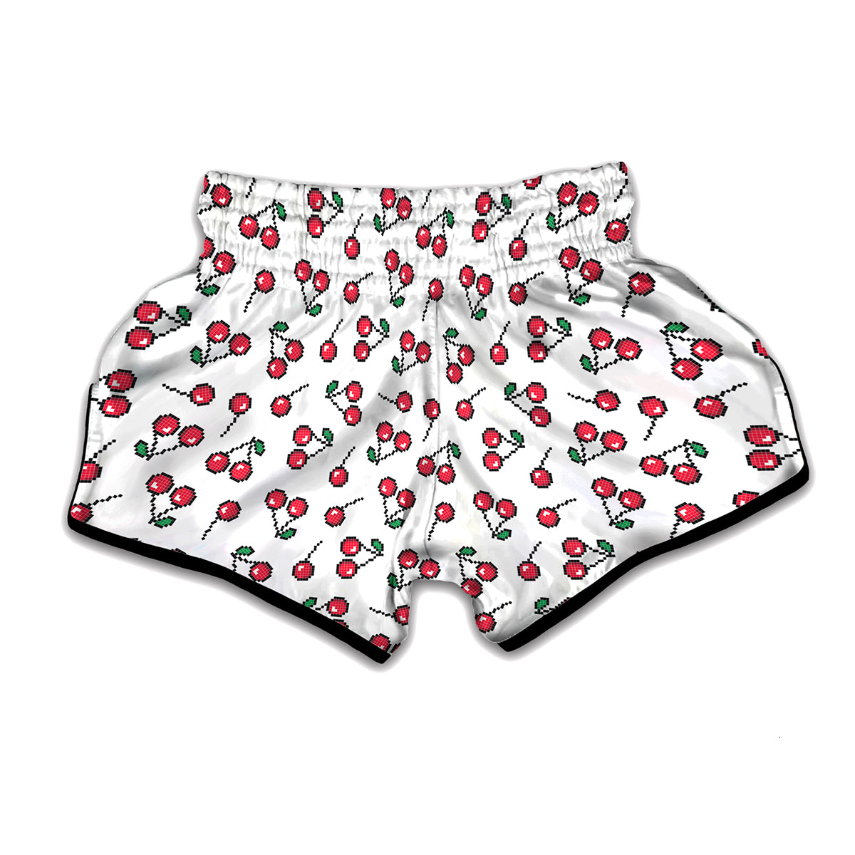 Pixel Cherry Pattern Print Muay Thai Boxing Shorts