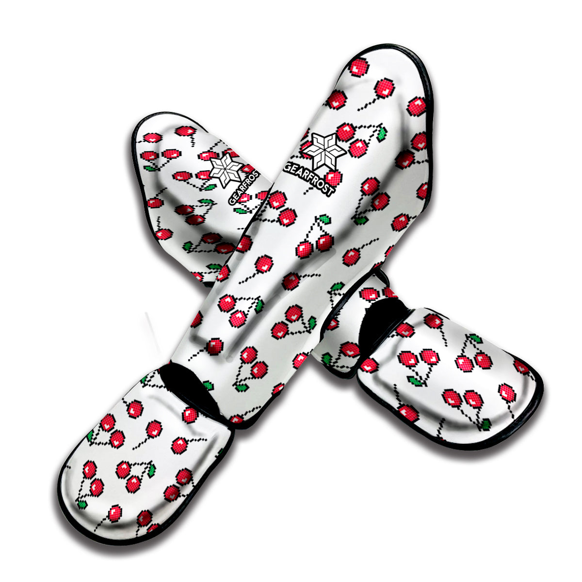Pixel Cherry Pattern Print Muay Thai Shin Guard