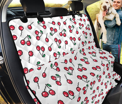 Pixel Cherry Pattern Print Pet Car Back Seat Cover