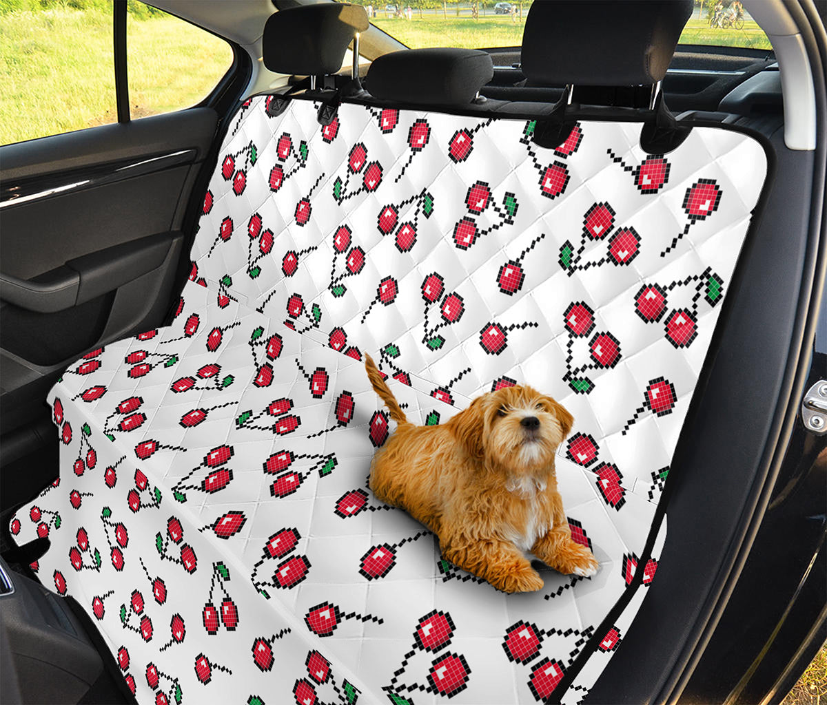 Pixel Cherry Pattern Print Pet Car Back Seat Cover