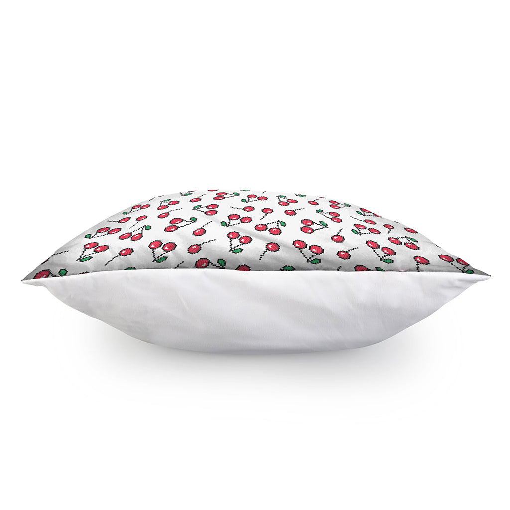 Pixel Cherry Pattern Print Pillow Cover