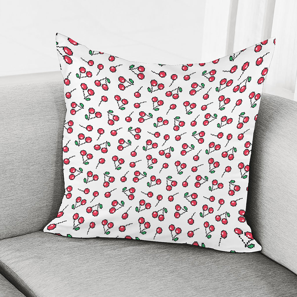 Pixel Cherry Pattern Print Pillow Cover