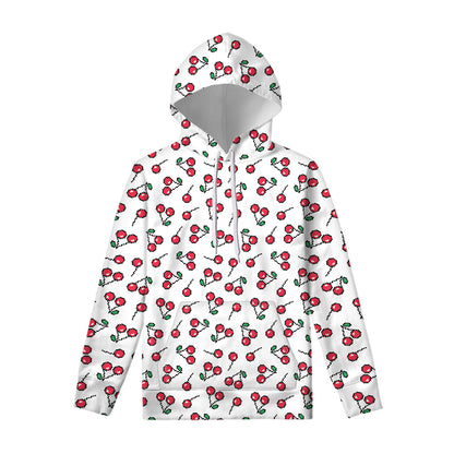 Pixel Cherry Pattern Print Pullover Hoodie