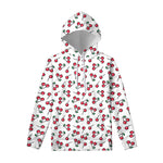 Pixel Cherry Pattern Print Pullover Hoodie