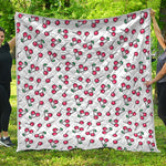 Pixel Cherry Pattern Print Quilt