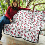 Pixel Cherry Pattern Print Quilt