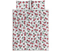 Pixel Cherry Pattern Print Quilt Bed Set