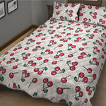 Pixel Cherry Pattern Print Quilt Bed Set