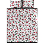 Pixel Cherry Pattern Print Quilt Bed Set