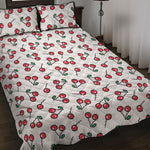 Pixel Cherry Pattern Print Quilt Bed Set