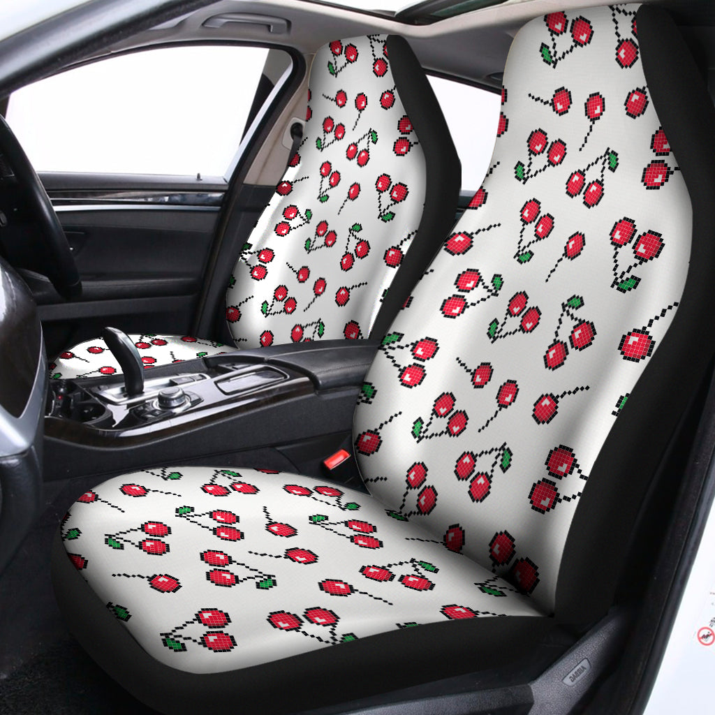 Pixel Cherry Pattern Print Universal Fit Car Seat Covers