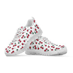 Pixel Cherry Pattern Print White Sneakers