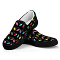 Pixel Christmas Lights Print Black Slip On Sneakers