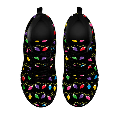 Pixel Christmas Lights Print Black Sneakers