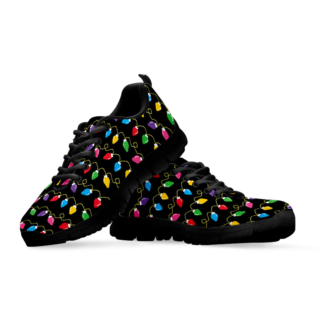 Pixel Christmas Lights Print Black Sneakers
