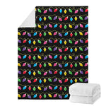 Pixel Christmas Lights Print Blanket