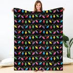 Pixel Christmas Lights Print Blanket