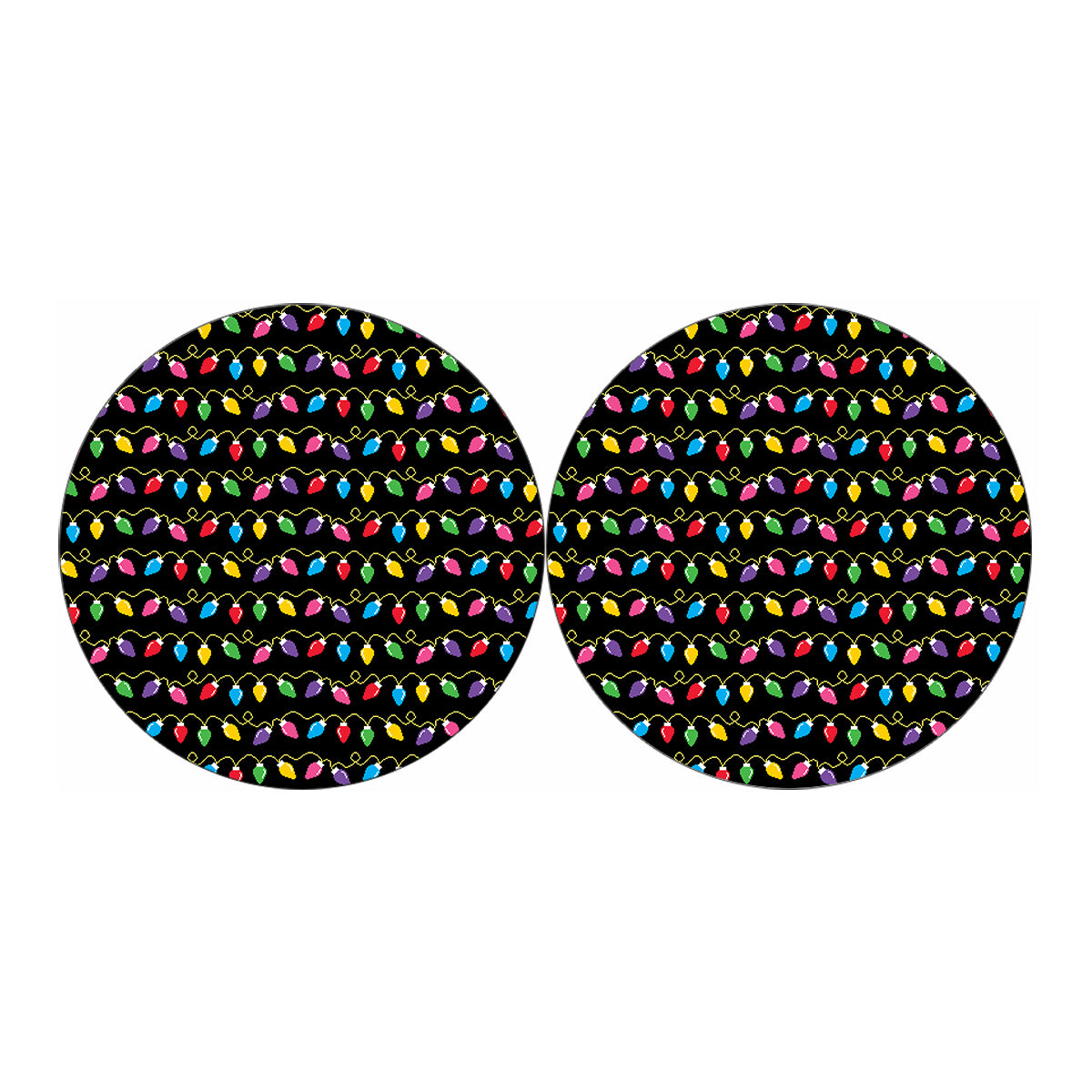 Pixel Christmas Lights Print Car Coasters