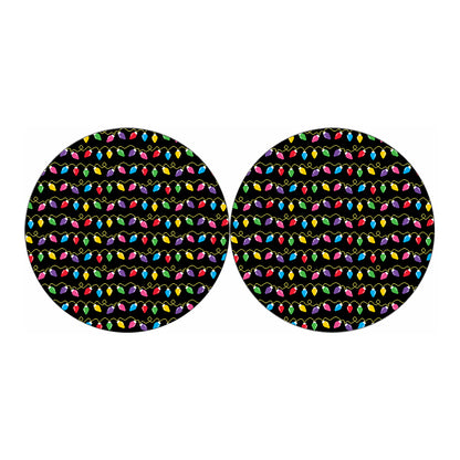 Pixel Christmas Lights Print Car Coasters