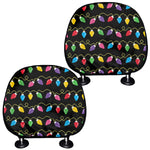 Pixel Christmas Lights Print Car Headrest Covers