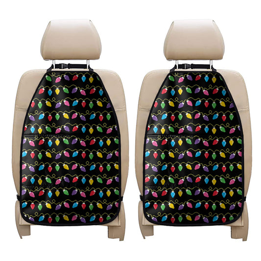 Pixel Christmas Lights Print Car Seat Organizers