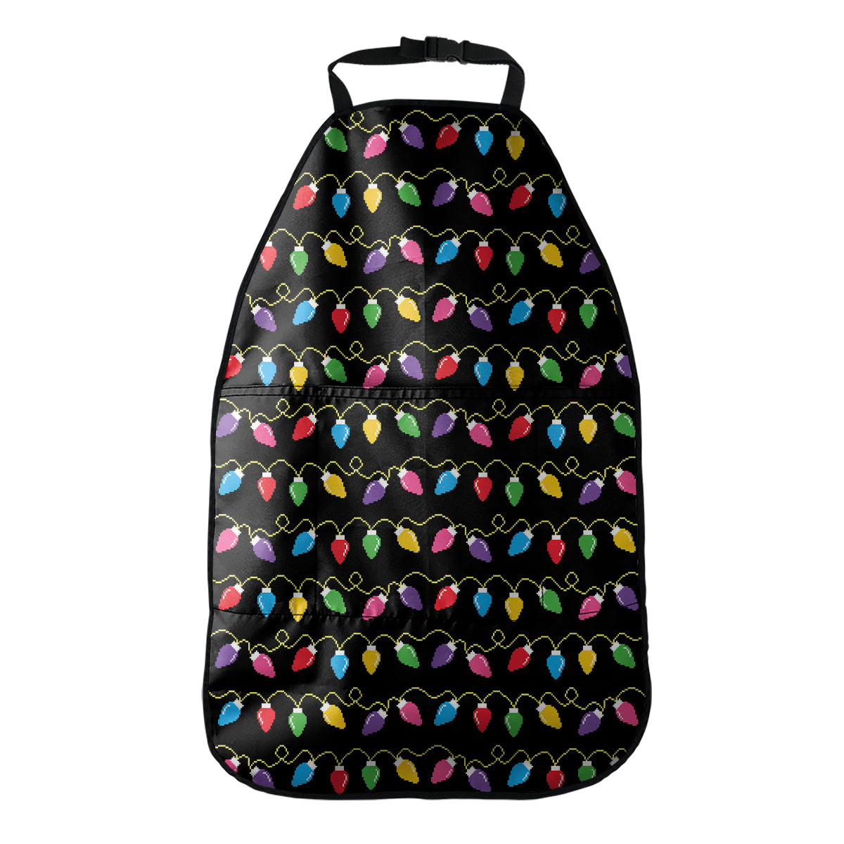 Pixel Christmas Lights Print Car Seat Organizers