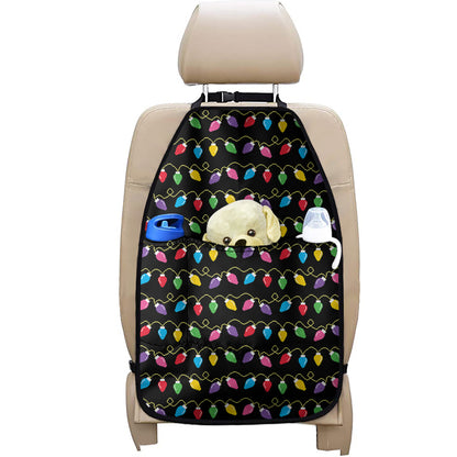 Pixel Christmas Lights Print Car Seat Organizers