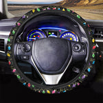 Pixel Christmas Lights Print Car Steering Wheel Cover