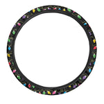 Pixel Christmas Lights Print Car Steering Wheel Cover