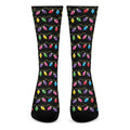 Pixel Christmas Lights Print Crew Socks