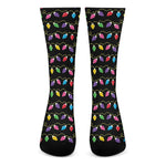 Pixel Christmas Lights Print Crew Socks