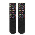 Pixel Christmas Lights Print Crew Socks