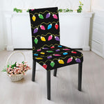 Pixel Christmas Lights Print Dining Chair Slipcover