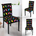 Pixel Christmas Lights Print Dining Chair Slipcover