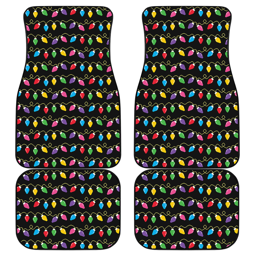 Pixel Christmas Lights Print Front and Back Car Floor Mats