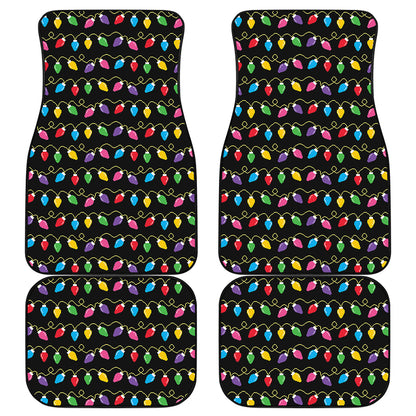 Pixel Christmas Lights Print Front and Back Car Floor Mats