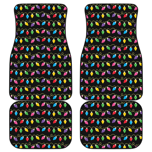 Pixel Christmas Lights Print Front and Back Car Floor Mats