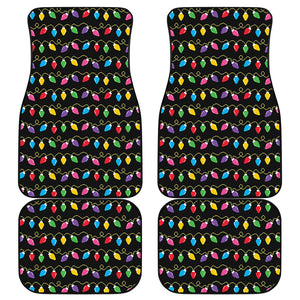 Pixel Christmas Lights Print Front and Back Car Floor Mats