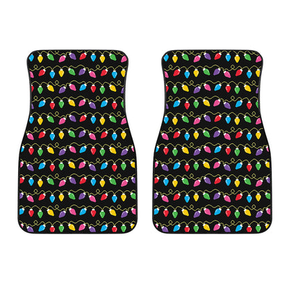Pixel Christmas Lights Print Front Car Floor Mats