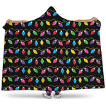Pixel Christmas Lights Print Hooded Blanket