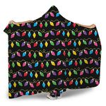 Pixel Christmas Lights Print Hooded Blanket
