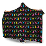 Pixel Christmas Lights Print Hooded Blanket
