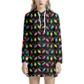 Pixel Christmas Lights Print Pullover Hoodie Dress