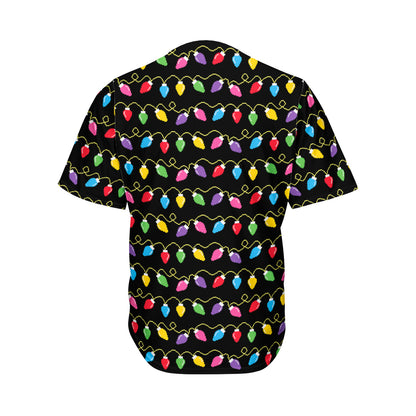 Pixel Christmas Lights Print Men's Baseball Jersey