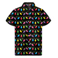 Pixel Christmas Lights Print Men's Short Sleeve Shirt