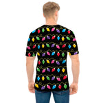 Pixel Christmas Lights Print Men's T-Shirt