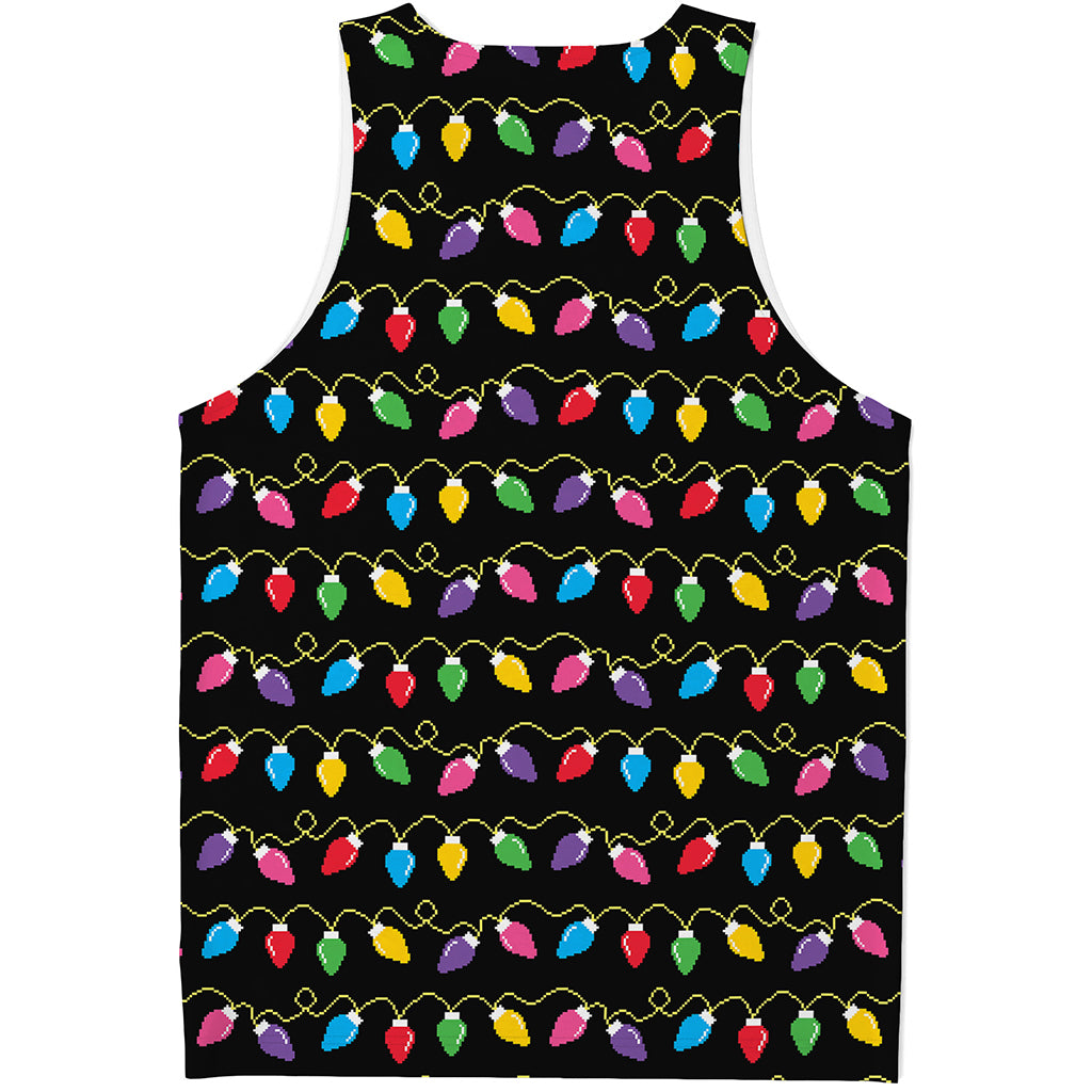 Pixel Christmas Lights Print Men's Tank Top